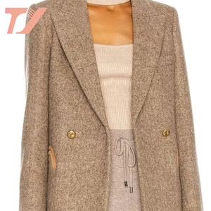 Giacca da <span class=keywords><strong>donna</strong></span> <span class=keywords><strong>a</strong></span> <span class=keywords><strong>righe</strong></span> monopetto stile personalizzato con risvolto lungo giacca Tweed <span class=keywords><strong>Blazer</strong></span> abbigliamento <span class=keywords><strong>donna</strong></span> - Product Image 5