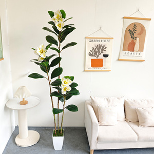 Árbol Bonsái Artificial Realista de Magnolia y Camelia de 180 cm de Altura, para Interiores/Exteriores, Bodas, Cumpleaños, en Maceta de Seda, para Decoración de Paisajes - Product Image 1