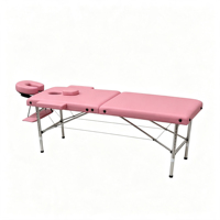 Table de massage portable à 2 sections, pliable, avec pieds en acier inoxydable, lit de spa avec appui-tête réglable