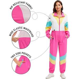 Mono de Mujer Estilo Años 80 y 90, Chaqueta Cortavientos de Manga Larga, Traje Deportivo de una Pieza, Poliéster de Peso Medio, Atuendo para Fiesta - Product Image 3
