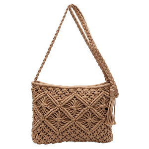 Sac bandoulière en coton crocheté fait main avec sangle réglable, sac tricoté fait main pour femmes, sacs à bandoulière pour femmes - Product Image 2
