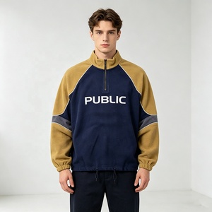 Sweat-shirt Homme Oversize Personnalisé OEM avec Broderie Plate, Col Zippé, Manches Raglan, Patchwork et Cordons – Style Streetwear - Product Image 3