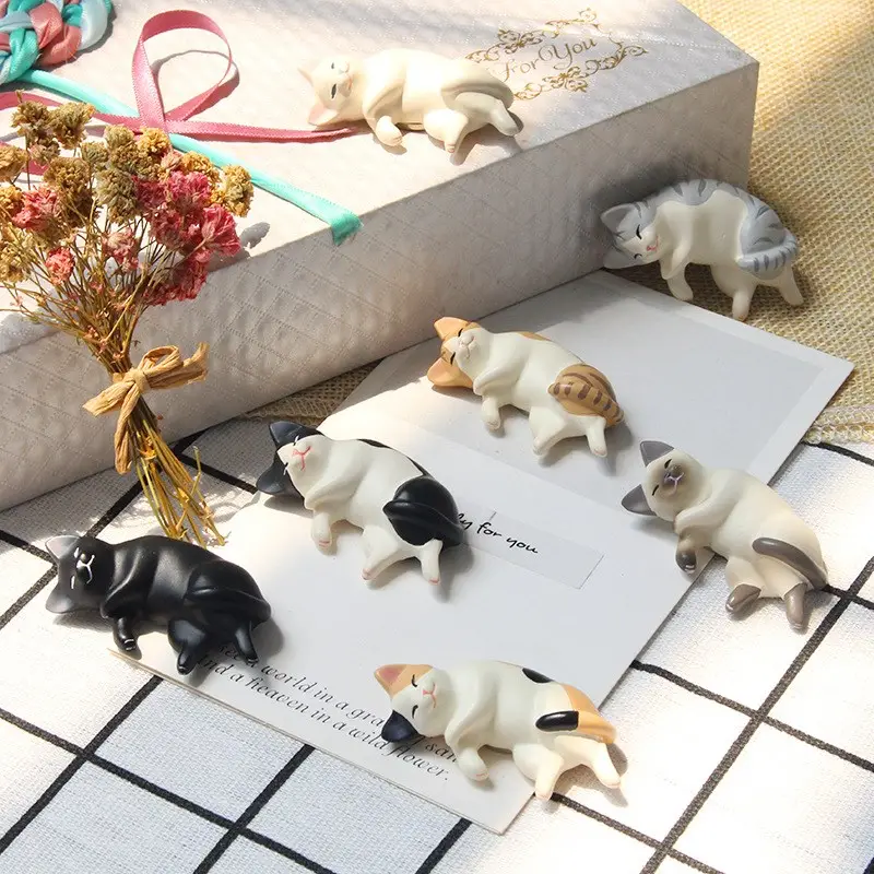 Ngọt Ngào Ngủ Mèo Tủ Lạnh Nam Châm Trang Trí Nội Thất 3D Nhựa Mèo Thỏ Tủ Lạnh Nam Châm