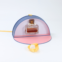 Boîte cosmétique demi-lune en satin doré, bleu marine, personnalisable, boîte à parfum de marque haut de gamme