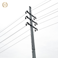 Tiang Distributor Saluran Transmisi Listrik Galvanis Baja Q345 Bersertifikasi ISO9001 Tegangan Terukur 10KV-550KV