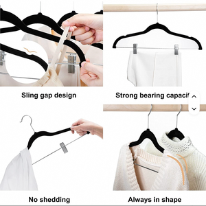 Velvet & Fabric Hangers with Swivel <b>Hook</b> Anti-Slip Functional Design for Pants Skirts <b>Coats</b> Dresses Made From PET - Product Image 3