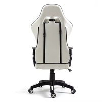 Chaise de jeu pivotante pour ordinateur avec appui-tête réglable en cuir synthétique noir, hauteur réglable, pour configuration de jeu à domicile