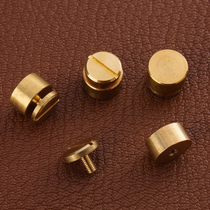 Pieds de sac en laiton massif, vis à tête plate, rivets métalliques pour la protection du fond des sacs à main, clous pour le cuir, bricolage - Product Image 5