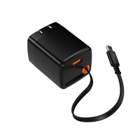 Pengisi Daya Dinding USB 30W ZH-2U103T OEM/ODM Colokan US PD QC3.0 Kabel Retraktil Port GaN AC/Type-C untuk Earphone