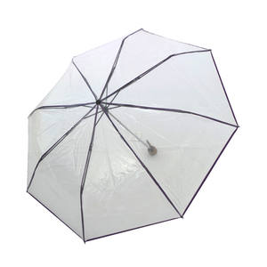 Paraguas 21 pouces manuel ouvert manche en bois haute qualité <span class=keywords><strong>homme</strong></span> femme rayon pliant <span class=keywords><strong>parapluie</strong></span> en plastique <span class=keywords><strong>transparent</strong></span> <span class=keywords><strong>Transparent</strong></span> clair - Product Image 3