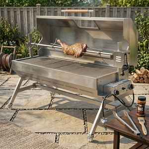 Rôtissoire à gaz de 1500 mm avec gril à capot pour poulets, agneaux et cochons - Product Image 1
