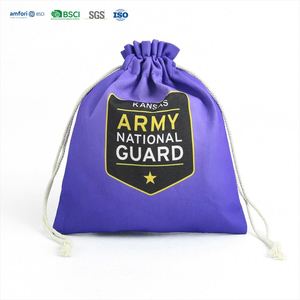 Sac cadeau réutilisable écologique en coton durable avec cordon de serrage, entièrement imprimé en couleur, pour emballage cadeau et transport alimentaire, OEM - Product Image 1