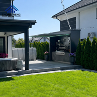 Nouvelle conception 2026 : Cuisine extérieure modulaire avec toit rétractable motorisé et barbecue en acier inoxydable 304