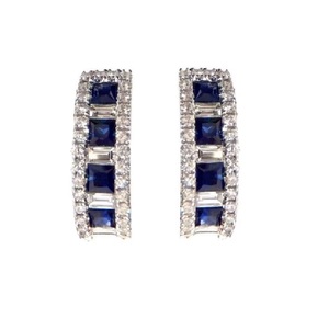Vente en gros 18K or blanc rond taille brillant saphir classique boucles d'oreilles créoles femmes bonne qualité Chine usine mariage - Product Image 1