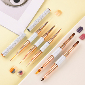 Pinceau à ongles double extrémité 2 en 1 pour liner, rayures, ombrage, gel plat, rond, 3D, acrylique, pour nail art - Product Image 4