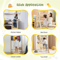 Chaise haute pour tout-petit 2-en-1, moderne, réglable, en bois massif, pliable, avec marchepied, tour d'apprentissage Montessori pour bébé