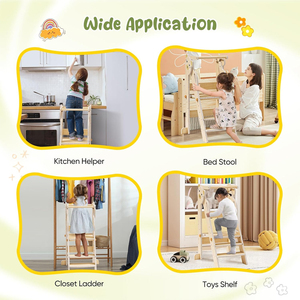 2 trong 1 Toddler đứng highchair nhà bếp Helper có thể điều chỉnh rắn gỗ bước phân có thể gập lại nấu ăn Montessori bé học tập tháp - Product Image 4