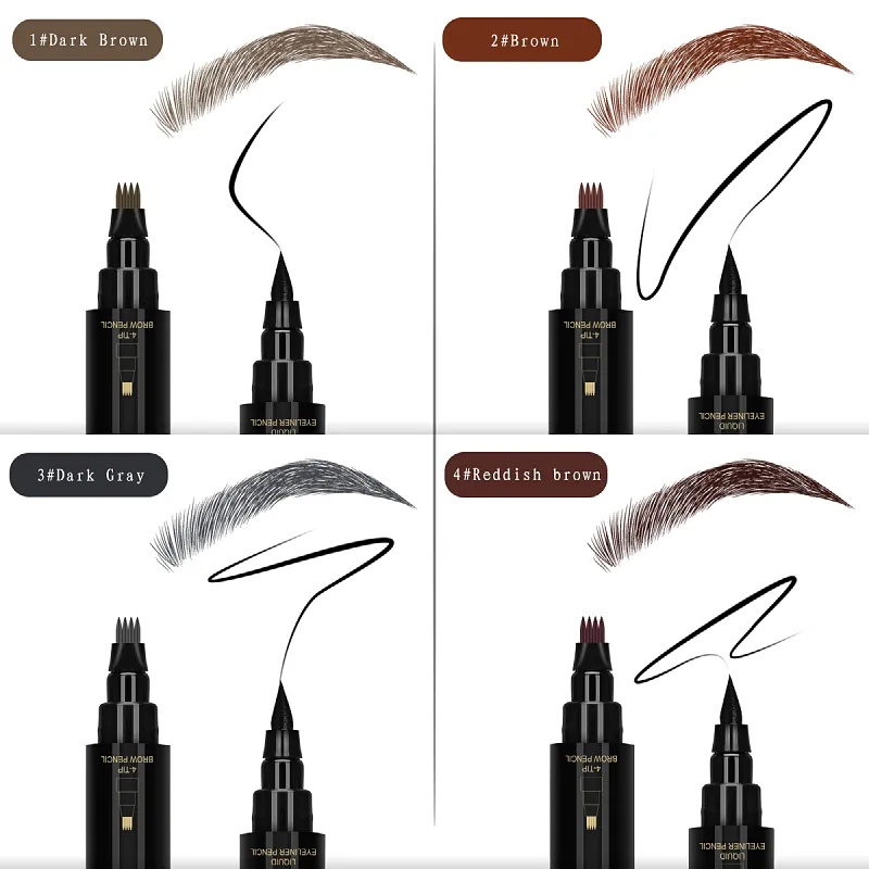 Double-End 3 In 1แต่งหน้าแฟชั่น Luxury Lady สี Liquid เครื่องสำอางค์กันน้ำสีน้ำตาลแม่เหล็ก Eyebrow Eyeliner