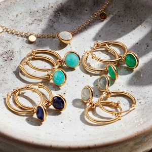 Boucles <span class=keywords><strong>d</strong></span>'oreilles créoles minimalistes en pierres précieuses plaqué <span class=keywords><strong>or</strong></span> boucles <span class=keywords><strong>d</strong></span>'oreilles en cristal naturel <span class=keywords><strong>lapis</strong></span> <span class=keywords><strong>lazuli</strong></span> labradorite en argent sterling 925 - Product Image 3
