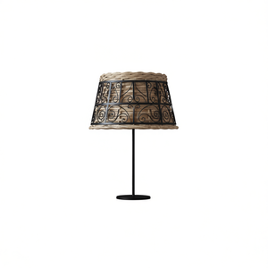 Brown Wicker <b>Lamp</b> <b>Shade</b> With Iron Decorative Inlays 15.0 X 9.1 Inch <b>For</b> <b>Lamp</b> Covers And <b>Shades</b> - Product Image 1