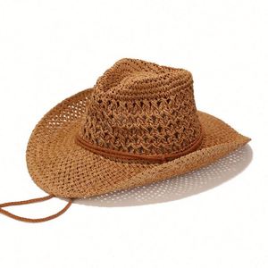 Bestella Boho <b>Mans</b> Hollow Paper <b>Straw</b> Sombrero <b>Hat</b> Travel Wide Brim Casual Sunshade Outdoor Beach Fishing Cap for Unisex Adults - Product Image 6