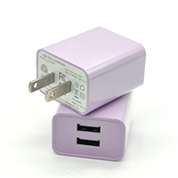 Pengisi Daya Dinding USB Tahan Api QC2.0 Warna Macaron OTP/OVP 5V 2A Dua Port USB Ramah Lingkungan untuk Perjalanan, Earphone, dan Smart Watch