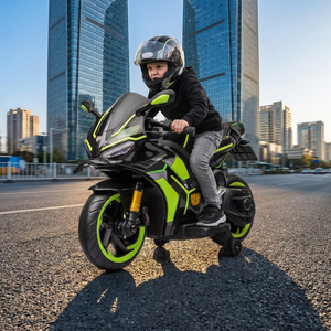 Kids <b>24V</b> Motorcycle Leather Seat Electronic Dashboard Laser Outline Body Light Painted EVA Wheels Ride on Motorbike Toy - Product Image 1