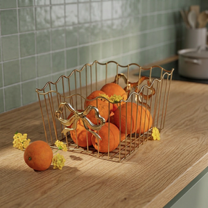 Panier à fruits en métal de luxe avec nœud décoratif, panier de rangement ouvert en fil métallique pour cuisine, table à manger, décoration intérieure - Product Image 4