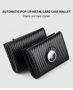 Venta al por mayor de gran capacidad de los hombres Cartera de cuero genuino automático pop-up de metal antirrobo cartera tarjetero para el seguimiento de <span class=keywords><strong>Airtag</strong></span> - Product Image 2