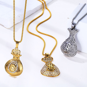 Colar de Cadeia Banhado a Ouro 18k com Pingente de Nota de Dólar para Homens, Pingente de Símbolo de Dólar CZ, Colar de Dinheiro para Rappers - Product Image 4