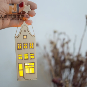Mini casa de madera de Navidad Natural, artesanía, decoración cortada con láser con luz Led, Mini Casa de viviendas de Amsterdam para decoración de Navidad - Product Image 6
