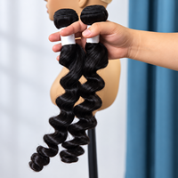 Extensions de cheveux humains ondulés naturels 1B, lots de mèches lâches, double trame, cheveux ondulés en vrac, vente en gros, cheveux double drawn