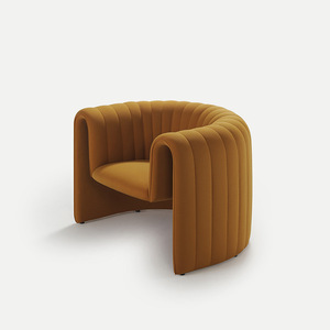 Sillón de Tela para Salón, Diseño Moderno, Aspecto de Cuero Naranja - Product Image 2