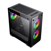 GAMEMAX M65 Mid Tower MicroATX Computer Case with Double Tempered Glass Fan-Cooled Audio Front Ports-Stock