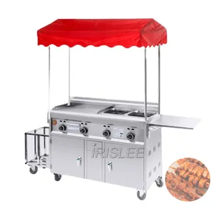Commercial Gas Griddle Teppanyaki Griddle Fryer Integrated Machine Stainless Steel Adjustable Temperature Control