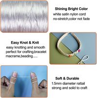 Cordon en nylon satiné blanc de 1,5 mm, fil de soie pour la fabrication de bijoux, bobine de 100 m, fil doux et lisse pour le macramé, bracelets DIY