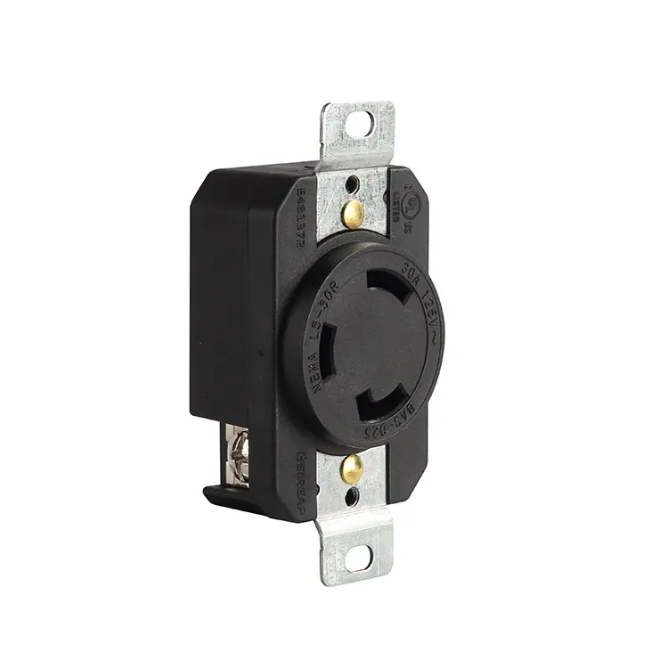 Nema soquete/saída preto industrial, L5-30R 30a 125 volts montagem nivelada receptáculo de travamento