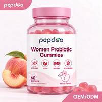 PEPDOO Gummies Probiotiques Véganes Halal pour Femmes, 60 Unités, Sans Gluten, Gummies Probiotiques Vaginaux pour Femmes, OEM