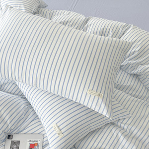 Chất lượng cao rửa bông <span class=keywords><strong>Comforter</strong></span> Duvet bao gồm tùy chỉnh màu sắc sợi nhuộm bốn mảnh bộ đồ giường đặt 200tc tất cả các mùa - Product Image 3