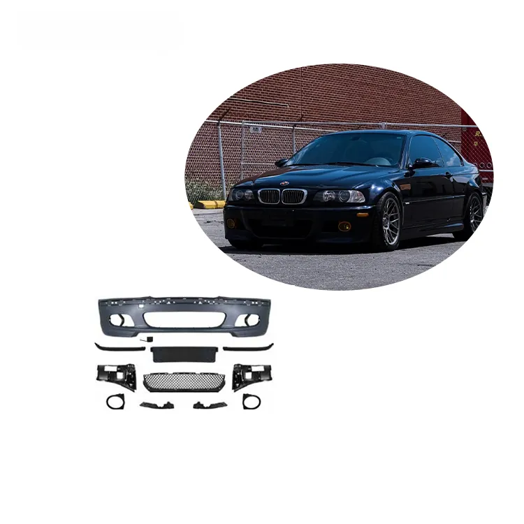 E46 phụ kiện cơ thể Kit Sửa đổi nâng cấp M3 phía trước Bumper lưới tản nhiệt xe Spoiler cho BMW E46