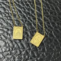 Collier rectangulaire personnalisé en acier inoxydable, chaîne pour hommes, avec pendentif, personnage gravé, étiquette en acier inoxydable, bijou masculin, souvenirs personnalisables