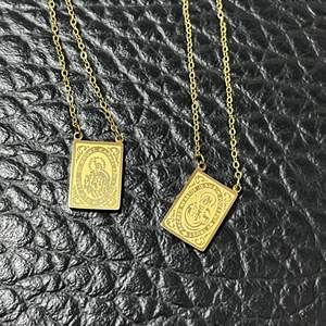 <span class=keywords><strong>Collier</strong></span> rectangulaire personnalisé en acier inoxydable, chaîne pour hommes, avec pendentif, personnage gravé, étiquette en acier inoxydable, bijou masculin, souvenirs personnalisables - Product Image 2