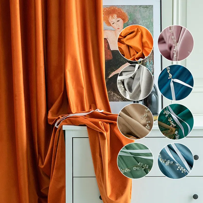 Поставщик световых штор, роскошные теплоизолированные французские бархатные светонепроницаемые занавески, однотонные бархатные шторы для гостиной