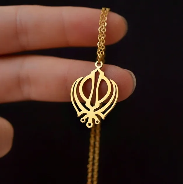 Livraison rapide Collier sikhisme classique Plaqué or 18 carats Collier épée à double tranchant minimaliste non fané