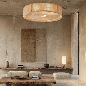 Lampe de plafond japonaise Wabi Sabi en corde de chanvre, lampe à économie d'énergie, commande par interrupteur, montage en surface, pour chambre à coucher, bureau, salle à manger - Product Image 3