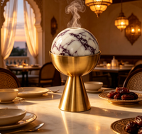 Brûleur d'encens en marbre Calacatta Viola naturel, brûleur de Bakhoor Oud en pierre de luxe pour la décoration de table à la maison