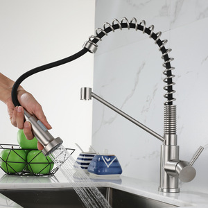 Châu Âu nhà bếp vòi nước kim loại màu xám thép không gỉ Hot & Cold nước Mixer tap kéo bồn rửa vòi thiết kế hiện đại nhà máy bán buôn - Product Image 2