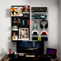 Organisateur de jeu 80*40cm, étagère à crochets en pegboard noir, à suspendre sur le bureau d'ordinateur, sans perçage, pegboard de jeu