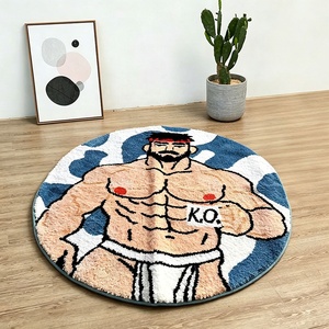 Tapis rond personnalisé en forme de musculard, en peluche douce, antidérapant, pour la décoration de la <span class=keywords><strong>salle</strong></span> de sport ou de la maison - Product Image 5