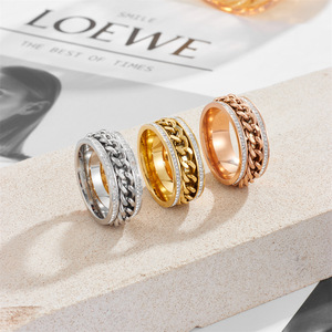 Chất lượng cao xoay chuỗi hàng tăng gấp đôi kim cương Dát Thép không gỉ nhẫn cho các cặp vợ chồng - Product Image 3